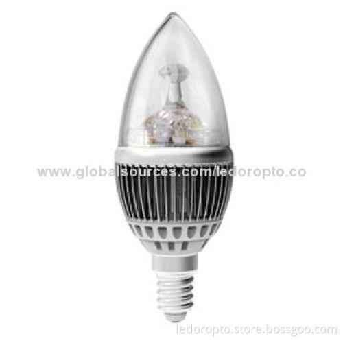 LED Candle Bulb, E14/E27 Base Type, 4W, Cooling Fins